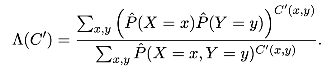 X와 Y의 independence에 대한 기각 test로, 값이 낮을수록 dependency가 있는 것으로 해석할 수 있음. 자세한 수식은 논문 참고