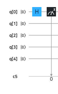 H gate를 통해 |0> 은 예시로 든 qbit으로 바뀐다. (이 내용은 밑에서 다룬다.)